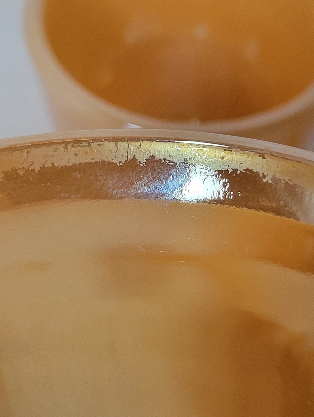 Vintage Fire King PEACH Iridescent Mid Century Mug & Tea Anchor Hocking Luster - Picture 9 of 9